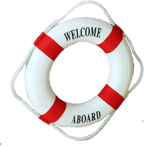 Miniatura 10 de MorroMorn Salvavidas Decoración Colgante de Pared - Bienvenido a Bordo Decoración del Hogar Estilo Mediterráneo Cuerda de Cáñamo (Azul, 10")