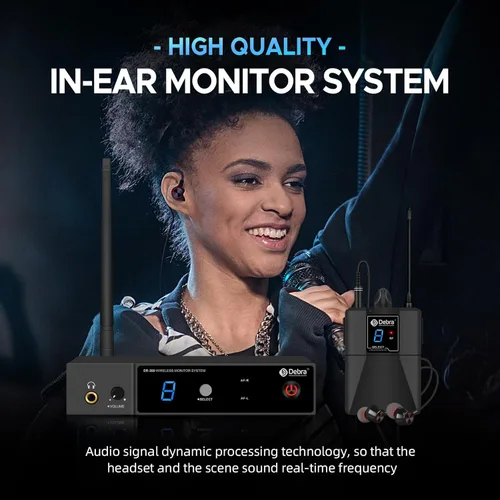 Miniatura 2 de D Debra Sistema de monitor inalámbrico en oído ER-280 UHF Transmisor y receptor profesional mono IEM con auriculares, para escenario, banda, estudio