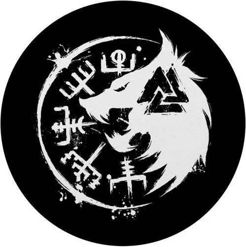 Miniatura 3 de Fenrir Wolf Fenris-Wolf – Viking Vegvisir Valknut PopSockets intercambiables PopGrip