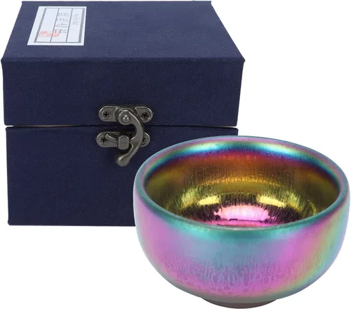 Miniatura 14 de Alvinlite Jianzhan Teacup Tenmokus Kung Fu Juego de té chino Taza de té Bote de té 2 piezas Tazón de té de cerámica con gran esmalte Artesanías Caja