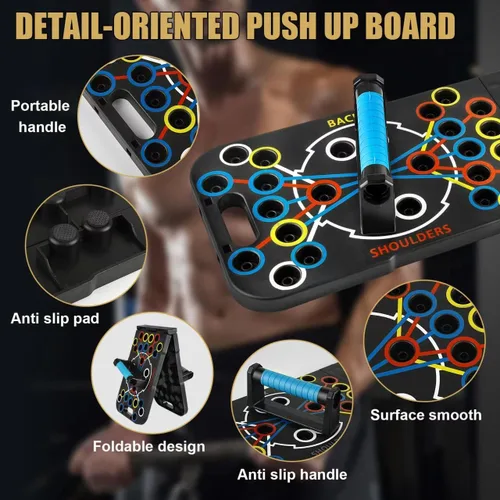 Miniatura 5 de Tabla de flexión plegable ajustable 56 en 1 para ejercicio, entrenamiento de fitness para entrenamiento de fuerza muscular máxima para hombres