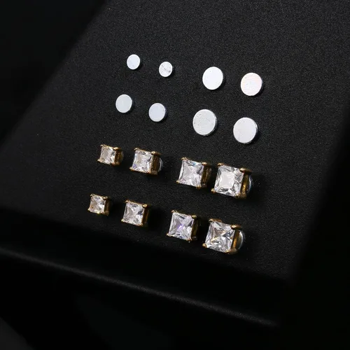 Miniatura 9 de Jstyle Aretes magnéticos de 0.15 a 0.27 pulgadas para hombres y mujeres, brillantes y redondos, con circonita cúbica para orejas sin perforar