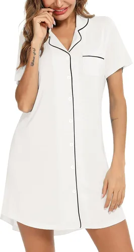 Miniatura 3 de Senert Nightgowns for Women ShortLong Sleeve Sleep Shirt Button Down Night Gowns Maternity Pajamas Nursing Dress Sleepwear