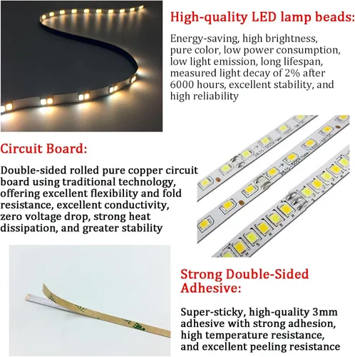 Miniatura 3 de LED Strip Light, 15-50FT Flexible Dimmable Tape Light, Warm White Cool White RGB Options, Energy Saving Adhesive Lighting for Mirror, Cabinet