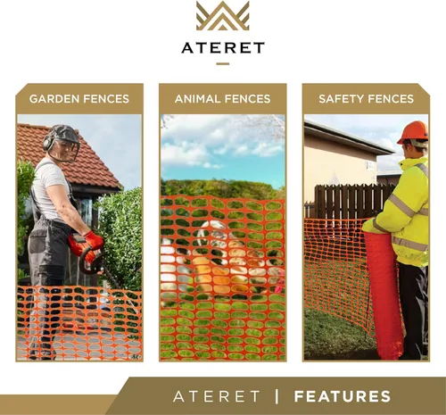 Miniatura 4 de ATERET Valla de seguridad de plástico de 4 pies x 100 pies, rollo de valla temporal naranja, valla de plástico resistente para construcción, valla