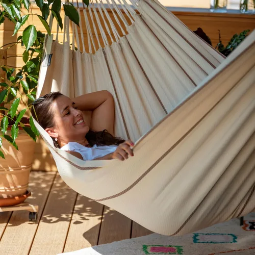 Miniatura 2 de LA SIESTA Modesta Hamaca de algodón orgánico, interior/exterior, dormitorio a patio trasero, 2 personas, máximo 355 libras, turrón