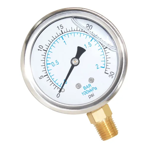 Miniatura 14 de Manómetro de presión de 1/4" NPT, lleno de glicerina, esfera de 2 1/2 pulgadas, 0-30 psi, caja de acero inoxidable 304, montaje trasero central