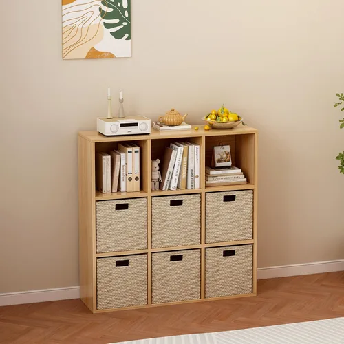 Miniatura 52 de OSCHF - Estantería de almacenamiento de 12 cubos, estantería de madera de 3 niveles con espacios abiertos para el hogar y la oficina, organizador
