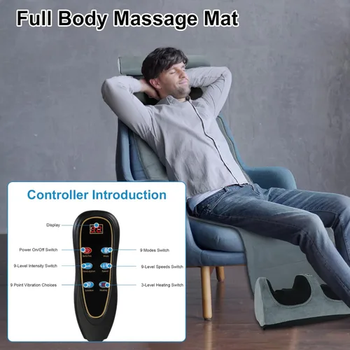 Miniatura 7 de Alfombrilla de masaje de cuerpo completo con calor, almohadilla de masaje eléctrica para cuello, espalda, pies y alivio del dolor de cuerpo