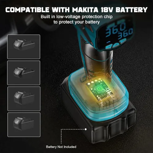 Miniatura 6 de Compresor de aire para inflador de neumáticos compatible con batería Makita de 18 V, bomba de aire eléctrica portátil inalámbrica LIVOWALNY de 160
