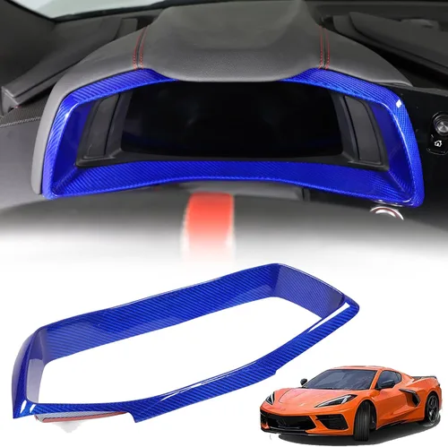Miniatura 10 de Marco para panel de salpicadero de automóvil compatible con Chevrolet Corvette C8 Stingray 2020-2025 100% fibra de carbono real, 1 pieza