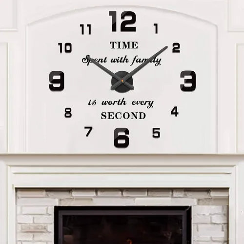 Vangold moderno reloj hágalo usted mismo, sin armazón, grande, para pared, con espejo 3D, adhesivo, grandes relojes para decorar el hogar y la