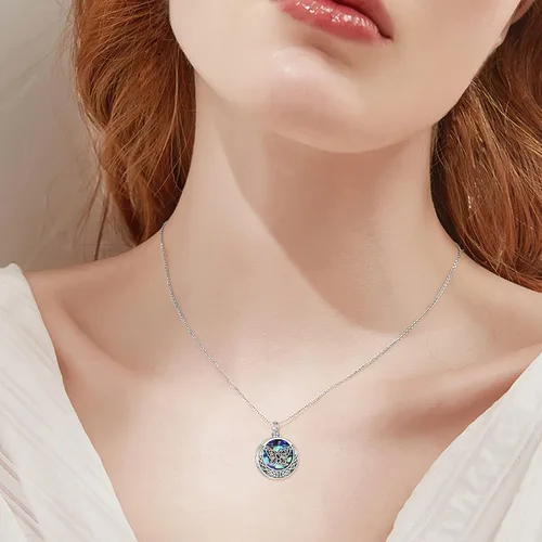 Miniatura 2 de URONE Collares de urna para cenizas de plata de ley 925, concha de abulón, árbol de la vida, joyería de cremación para cenizas, joyería de memoria