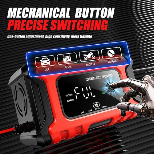 Miniatura 4 de Cargador de batería de automóvil, cargador inteligente de batería de goteo de 12V 6A, mantenedor desulfatador de batería automotriz de 12V