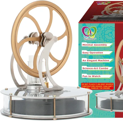 DjuiinoStar - Motor Stirling de baja temperatura más clásico, temporizador de café único, mejor opción de regalo, juguete educativo, modelo de motor
