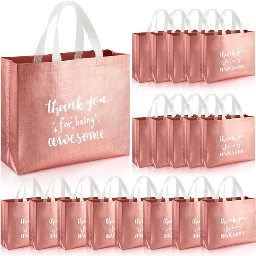 Miniatura 7 de Abbylike 24 bolsas de regalo de agradecimiento a granel para empleados, bolsas con asas, reutilizables para graduación, día del padre, oficina, Negro
