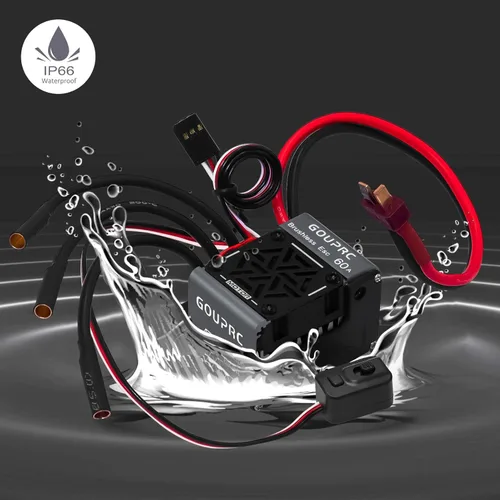 Miniatura 8 de GOUPRC 60A sin escobillas RC ESC 2-3S controlador de velocidad eléctrico impermeable con tarjeta de programación para accesorios a escala 1/10 RC
