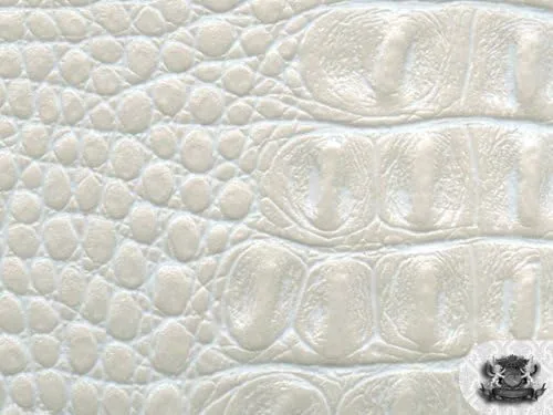 Miniatura 3 de Faux/tela de cuero falsa blanca de la perla del cocodrilo del cocodrilo del vinilo por la yarda
