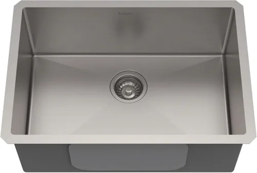 Kraus Standart PRO - Fregadero de cocina empotrado de acero inoxidable de 28 pulgadas y calibre 16 con un solo tazón - KHU100-28