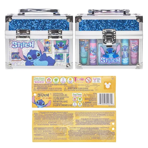 Miniatura 8 de Disney Stitch Beauty Mini Train Case Set incluye tubo de brillo de labios, bálsamo labial, brillo de labios compacto para fiestas de niñas, fiestas