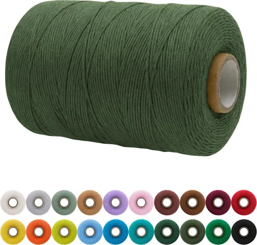 Miniatura 63 de JeogYong Cordón de macramé de un solo hilo 2mm x 164 yardas (492 pies) Cuerda de algodón suave, hilo de macramé 2 mm, suministros de macramé