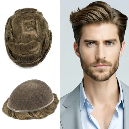 Miniatura 38 de Toupee For Men Real Human Hair System Mens Hair Piece Breathable Mens Toupee Durable Men Hairpiece 6X8#1 Jet Black 80% Density