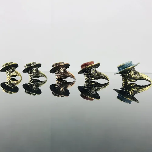 Miniatura 5 de Retro latón Plague Doctor edc perlas llavero DIY accesorios cuentas de paracord