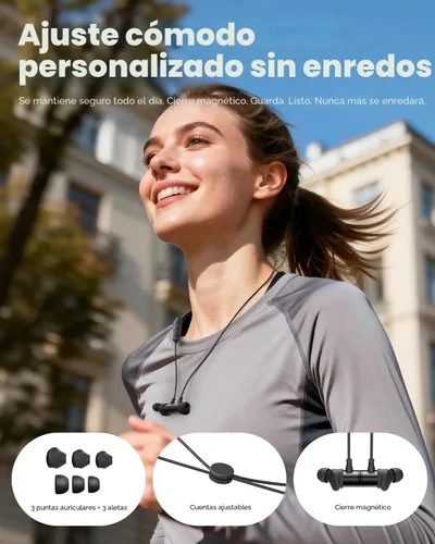Miniatura 4 de Truefree Auriculares inalámbricos, HD-100 Bluetooth 6.0 Sport Earphones, Auriculares inalámbricos magnéticos, Audio espacial del controlador