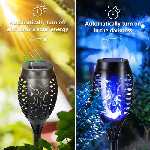 Miniatura 6 de Toodour Luces solares de Halloween para exteriores, paquete de 6 luces LED de llama parpadeante, luz solar impermeable para exteriores, iluminación