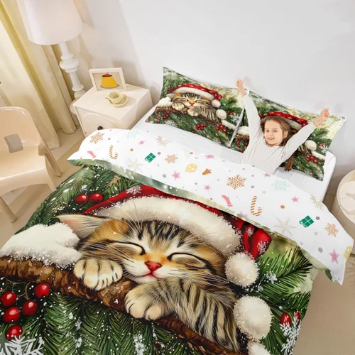 Miniatura 42 de Juego de funda de edredón para niños de Feliz Navidad, tamaño King, juego de ropa de cama de pingüinos de dibujos animados, animales árticos
