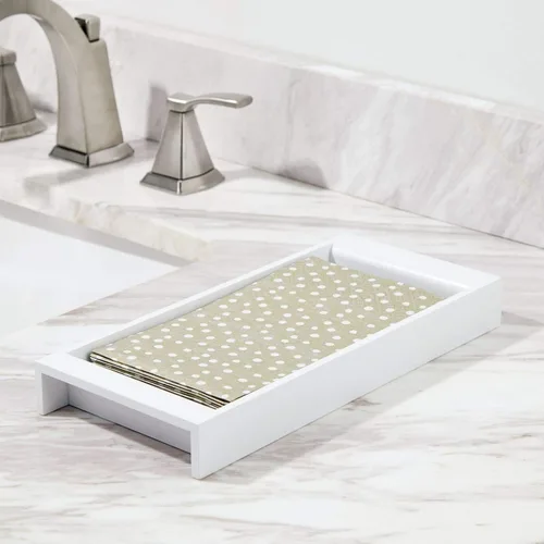 Miniatura 2 de mDesign Bandeja pequeña de madera, 5 "x 11" x 1.23" de alto, blanco
