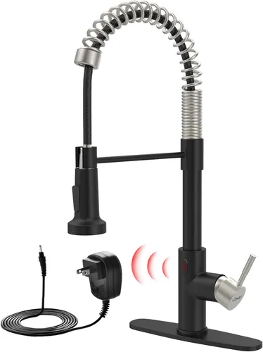 Miniatura 21 de GIMILI - Grifo de cocina sin contacto con resorte y rociador extraíble, sensor de movimiento, activado de manos libres inteligente, una sola manija