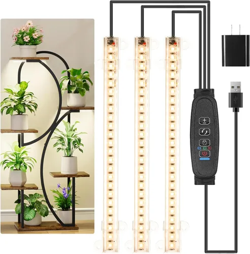 Miniatura 10 de Hywyimlait - Tiras de luz LED para crecimiento de plantas de interior, espectro completo 3500K, barra de luz para plantas con 96 LEDs con 3500K