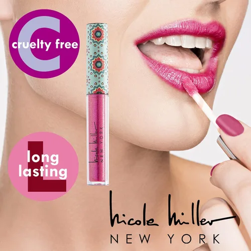 Miniatura 3 de Nicole Miller - Colección de brillos de labios brillantes para mujeres y niñas, juego de colores de larga duración con ricos colores variados, rosa