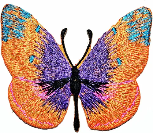 HHO - Parche bordado de mariposa naranja con diseño de animales salvajes, punk rock, hippie, parches bordados, bonitos apliques para coser para