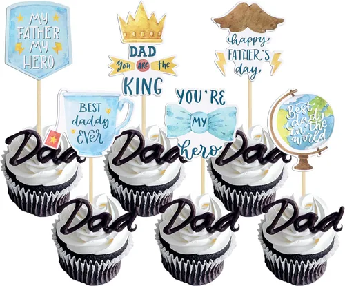 Miniatura 13 de 36 adornos para cupcakes con purpurina azul para el Día del Padre, el mejor papá de la historia, #1 Dad Love Papa Cake Pick Decoraciones para Feliz