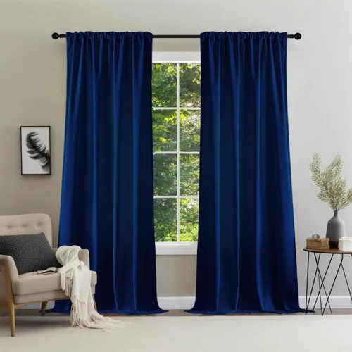 Miniatura 34 de Joydeco Cortinas de terciopelo negro de 63 pulgadas de largo, 2 paneles, cortinas opacas de lujo con bolsillo para barra, cortinas de ventana