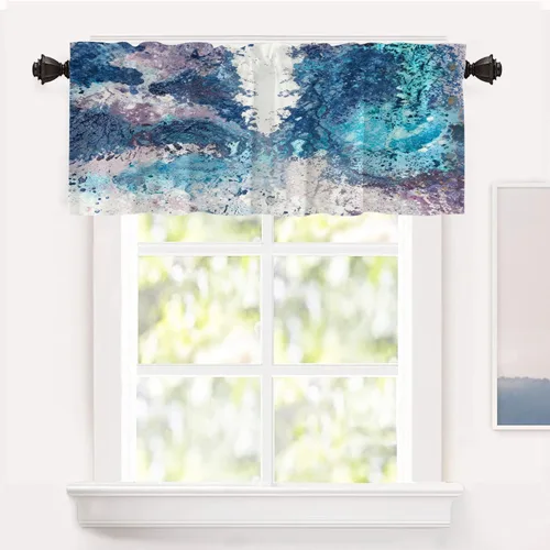 Miniatura 37 de Shrahala Beige and Orange Abstract Art Brushstrokes Blackout Curtain Tiers, Abstract Oil Paint Kitchen Valance Light Blocking Tier Drapes with Rod