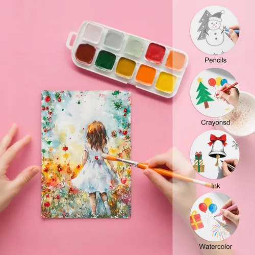 Miniatura 4 de Awclub 50 juegos de tarjetas de acuarela en blanco con sobres, tarjetas de papel de acuarela de algodón de 140 libras/300 GSM para pintura