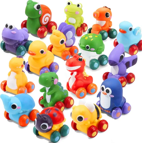 Miniatura 8 de JOYIN Coches de Animales, Juguete de Set de Coches de Goma Suave, Mini Vehículos para Bebés, Coche de Juguete de Baño para Niños y Niñas, Regalo