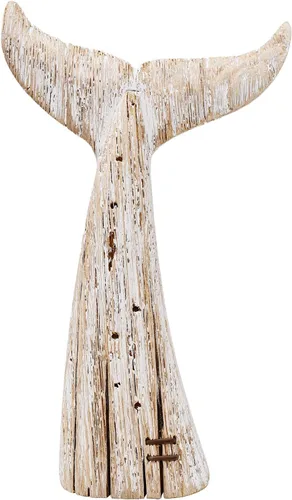 Linfevisi Decoración de cola de ballena de madera, decoración náutica de mesa, estatua de cola de ballenas de madera maciza, escultura de pie,
