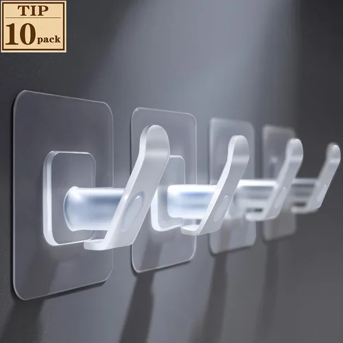 Miniatura 7 de Taozun Ganchos adhesivos para toallas, ganchos transparentes, ganchos de plástico resistentes para baño, cocina, para pegar en la pared