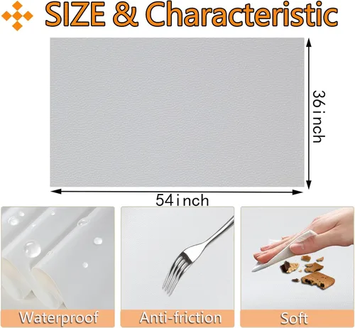 Miniatura 2 de CDY Hojas de cuero sintético de vinilo marino: tela sintética suave e impermeable Material de piel sintética 54 "x 36" Muy adecuado para hacer Blanco