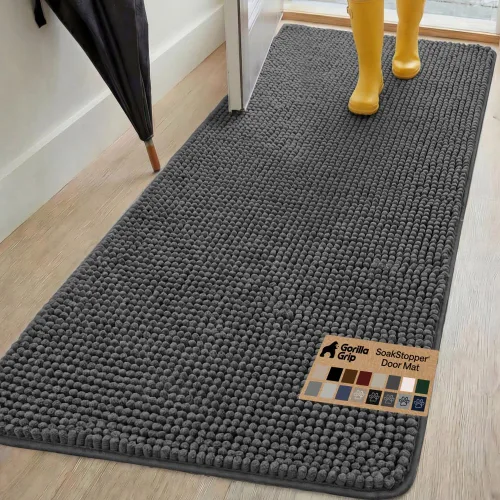 Miniatura 31 de GORILLA GRIP SOAKSTOPPER - Tapete para puerta de perro, 30 x 20 pulgadas, lavable a máquina, absorbente, captura la humedad, barro, suciedad, Negro