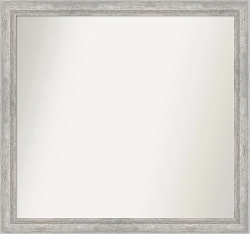 Miniatura 377 de Amanti Art Espejo de baño plateado para sobre fregadero, 23 x 23 pulgadas, espejo cuadrado plateado en ángulo, marco de madera moderno medio, se