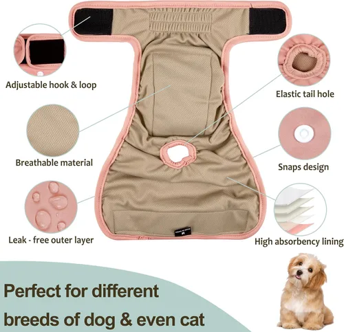 Miniatura 5 de Pañales lavables para perras – Pañales reutilizables de primera calidad para perras en celo – Pañales para perras altamente absorbentes