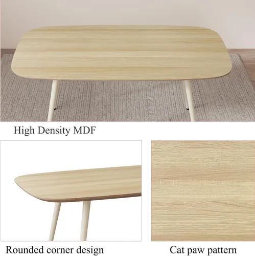 Miniatura 3 de HIPIHOM Mesa de comedor moderna de granja de 47.2 pulgadas, mesa de comedor rectangular de madera con patas de metal para 4 personas para comedor