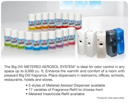 Miniatura 4 de Big D Dispensador de aerosol activado por luz 757, blanco, cubre un espacio de 6000 pies cúbicos - Ambientador automático ideal para baños