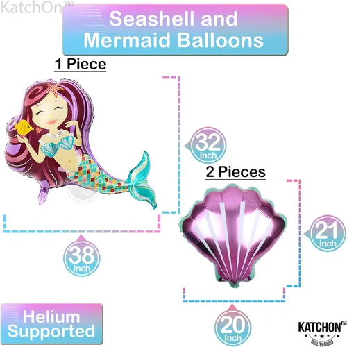 Miniatura 5 de KatchOn Decoraciones de 7º cumpleaños de sirena grande – Paquete de 8 Globos de sirena y decoraciones de fiesta para niñas 7