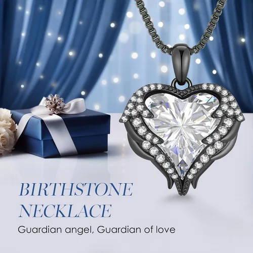 Miniatura 5 de CDE - Collar con dije de corazón de ala de ángel para mujer, dije de tono plateadodorado, regalo de Navidad, San ValentínDía de la Madre
